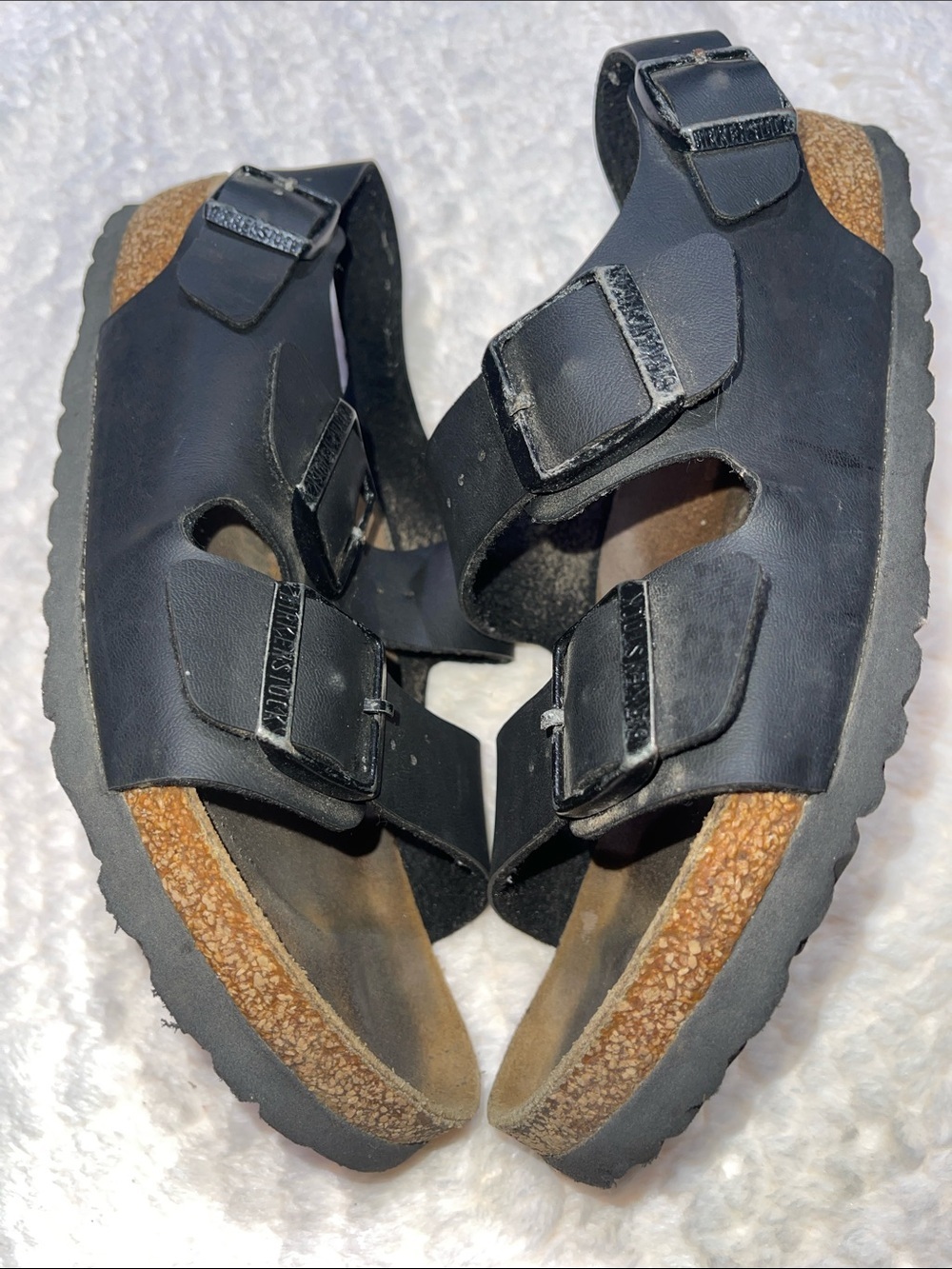 Birkenstock Black Double-Strap Cork Footbed Sandals - Picture 6 of 8